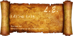 Láng Erik névjegykártya